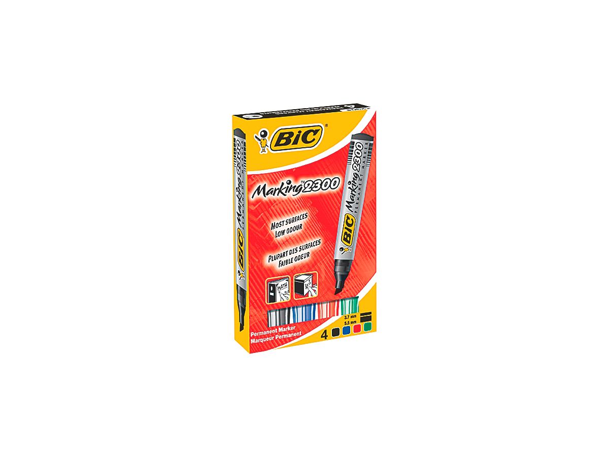 BIC Permanent-Marker 2300 Ecolutions, Keilspitze, 4er Etui (EAN: 3086120123048)
