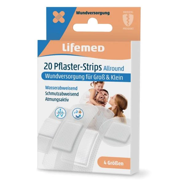 Lifemed Pflaster-Strips "Allround", halbtransparent, 20er (EAN: 4251594200581)