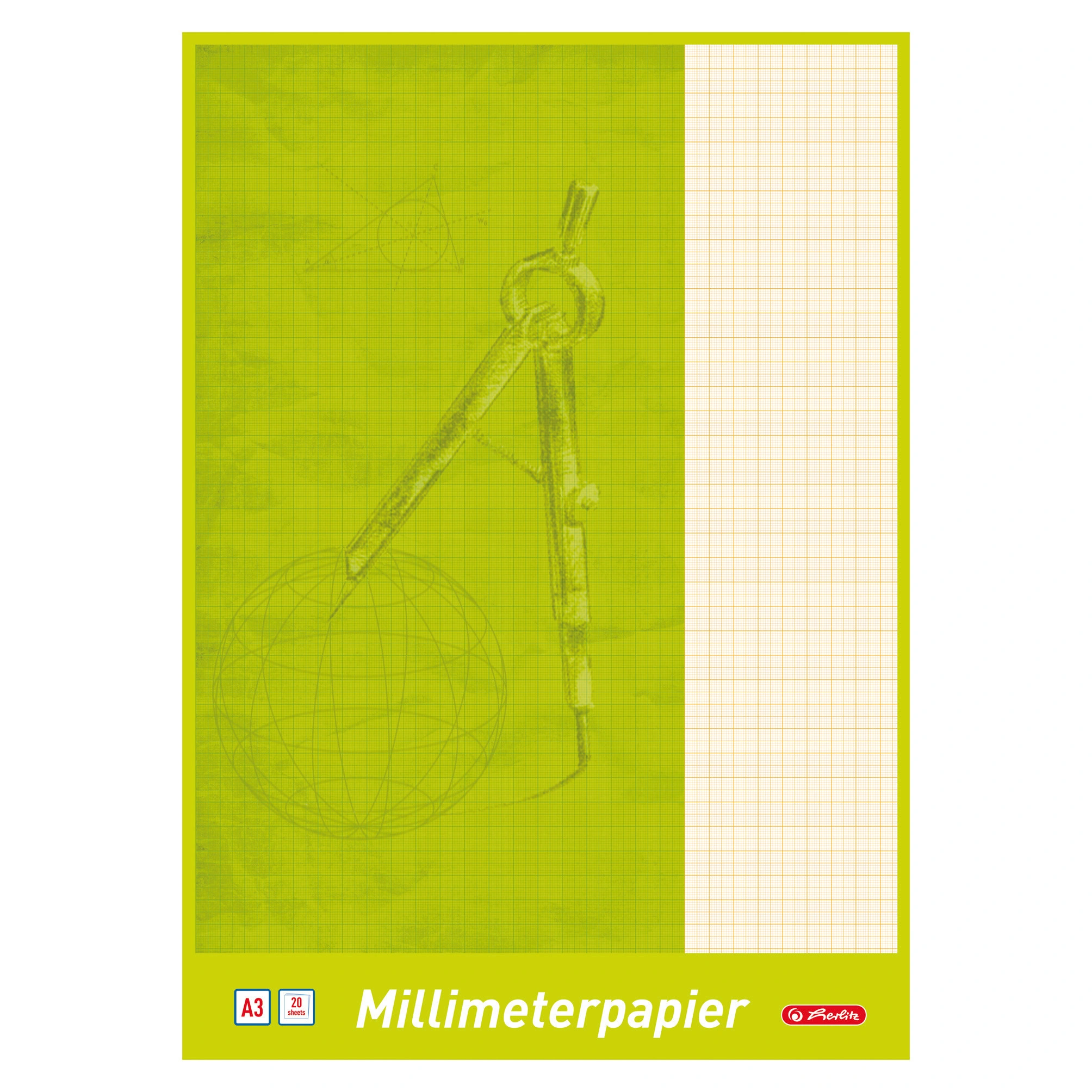 herlitz Millimeterpapier-Block DIN A3, 80 g/qm, 20 Blatt (EAN: 4008110690308)