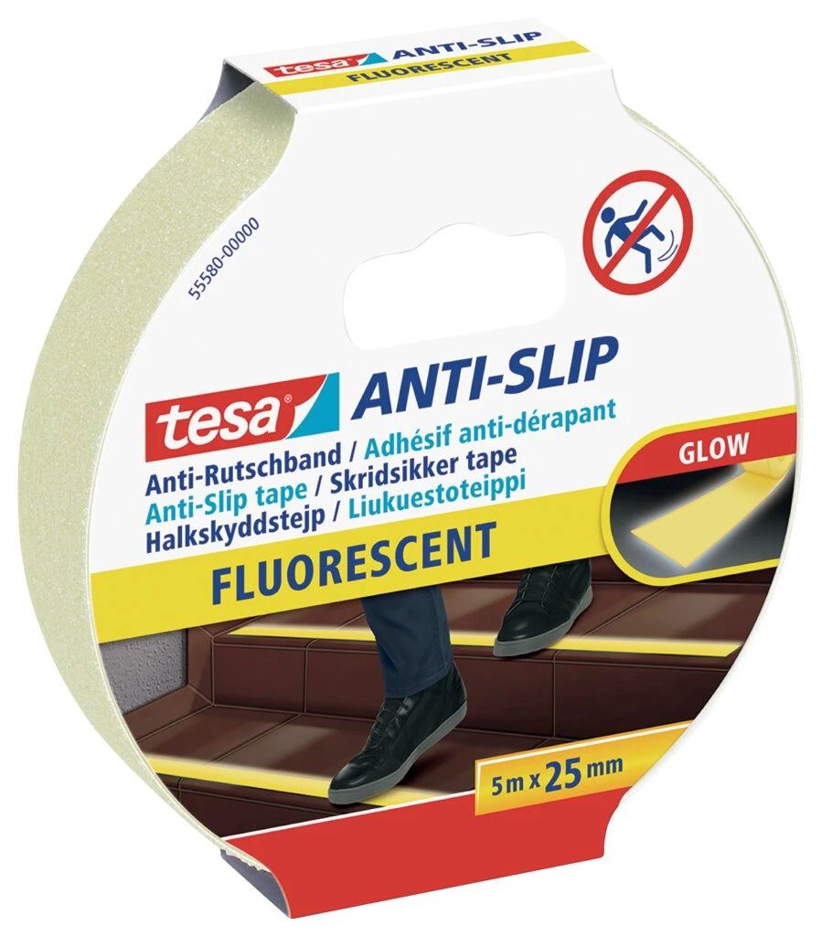 tesa Anti-Rutschband, 25 mm x 5,0 m, fluoreszierend (EAN: 4042448101686)