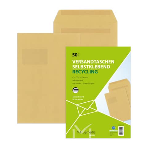 MAILmedia Versandtasche Natron braun, C4, mit Fenster (EAN: 4003928389512)