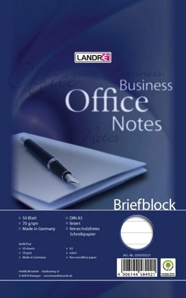 herlitz Briefblock "Business Office Notes, DIN A5, liniert (EAN: 4006144584921)