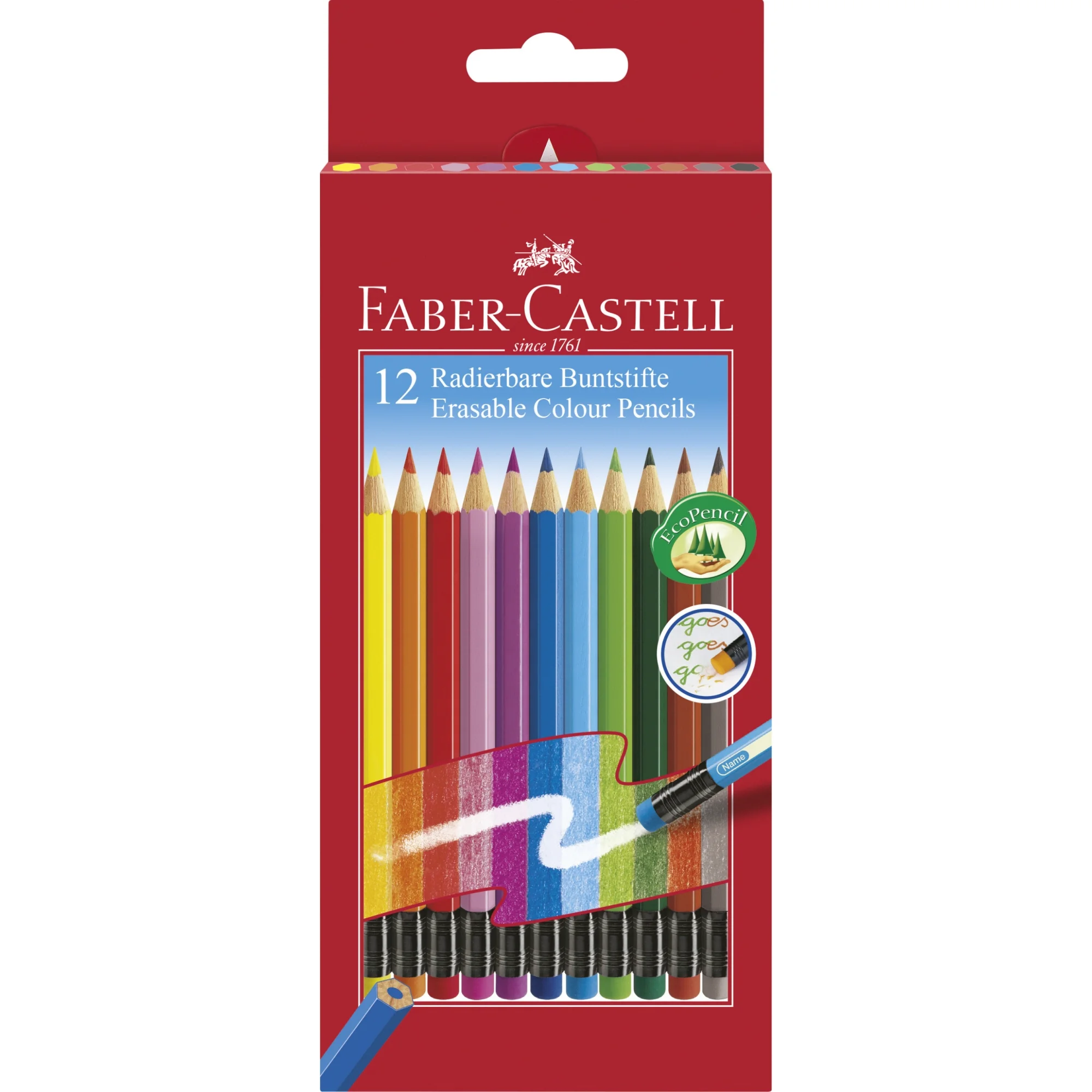 FABER-CASTELL Buntstifte radierbar, 12er Kartonetui (EAN: 4005401166122)