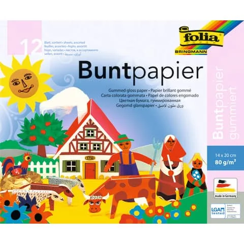 folia Glanzpapier-Bastelheft, 140 x 200 mm, 12 Blatt (EAN: 4001868007008)