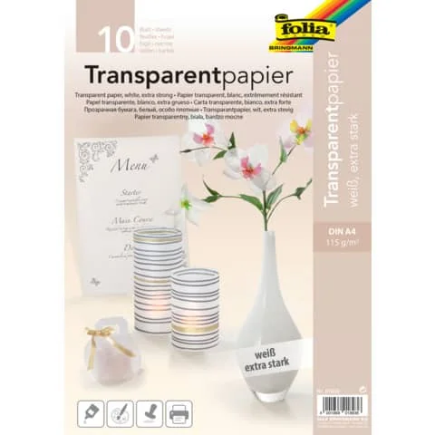 folia Transparentpapier, DIN A4, 115 g/qm, weiß (EAN: 4001868018936)