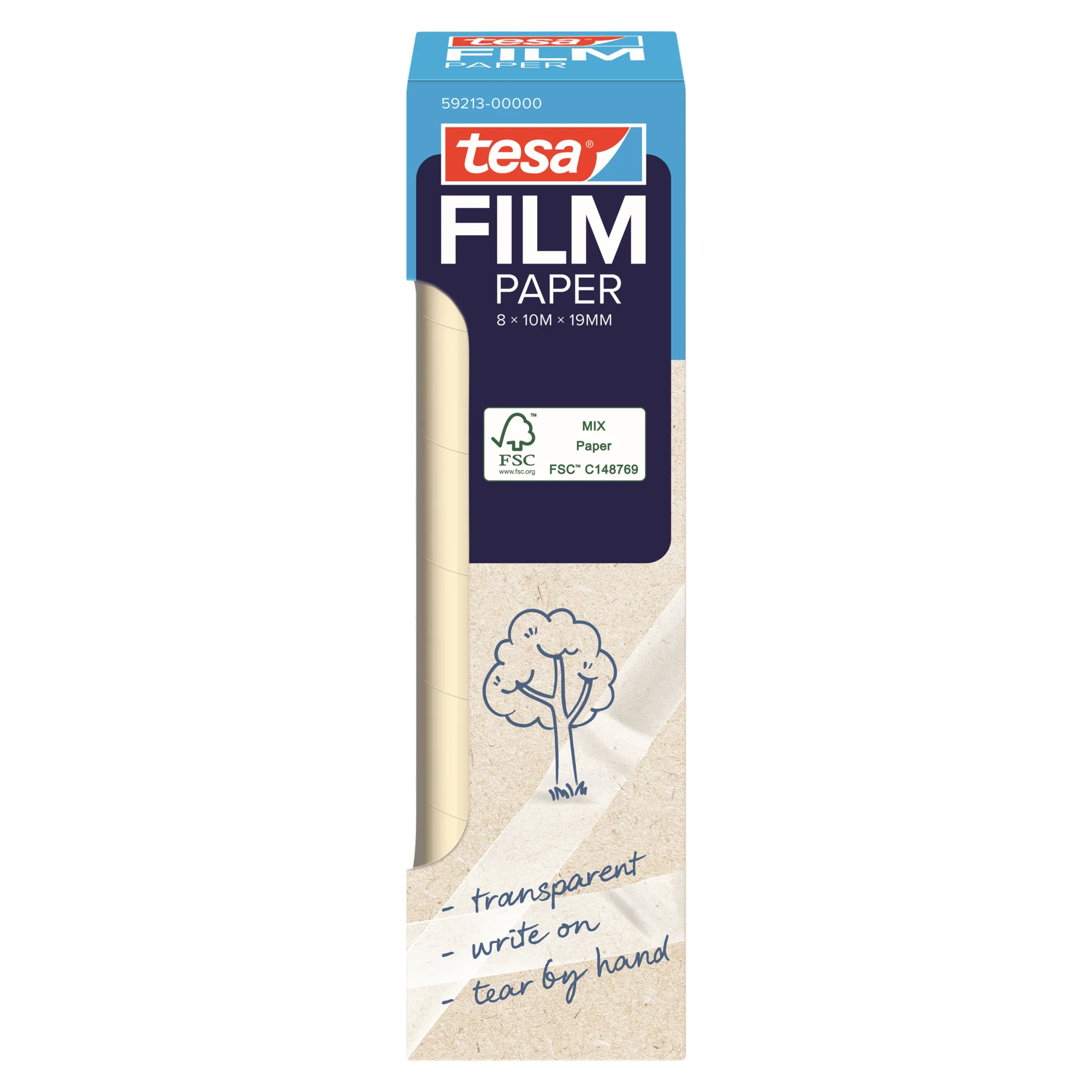 tesa Film PAPER, transparent, 19 mm x 10 m, Office Box (EAN: 4063565479472)