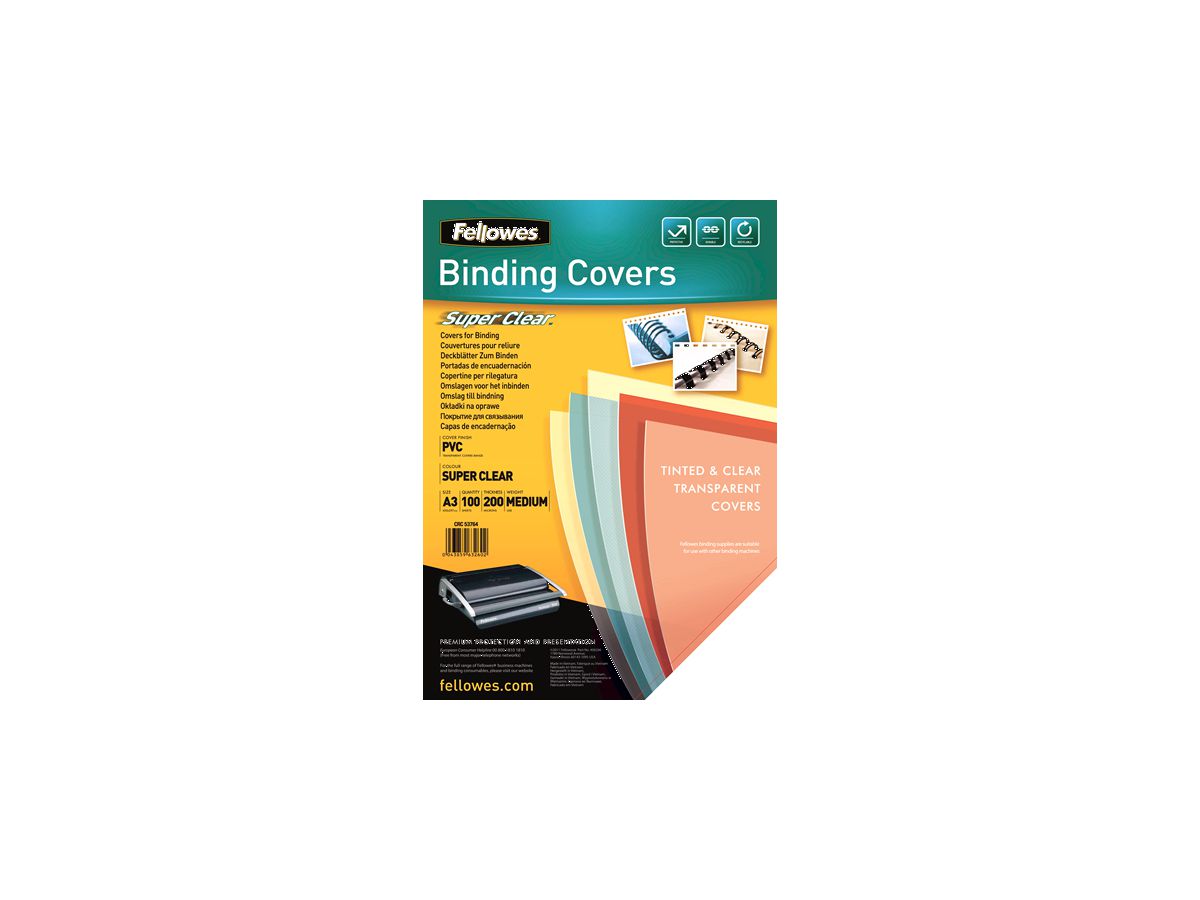Fellowes Deckblatt, DIN A3, PVC, transparent, 0,20 mm (EAN: 0077511537646)