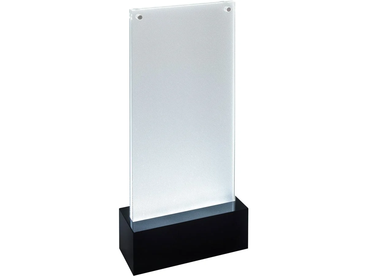 sigel LED-Tischaufsteller "luminous", Acryl, DIN lang, glasklar/schwarz (EAN: 4004360827501)