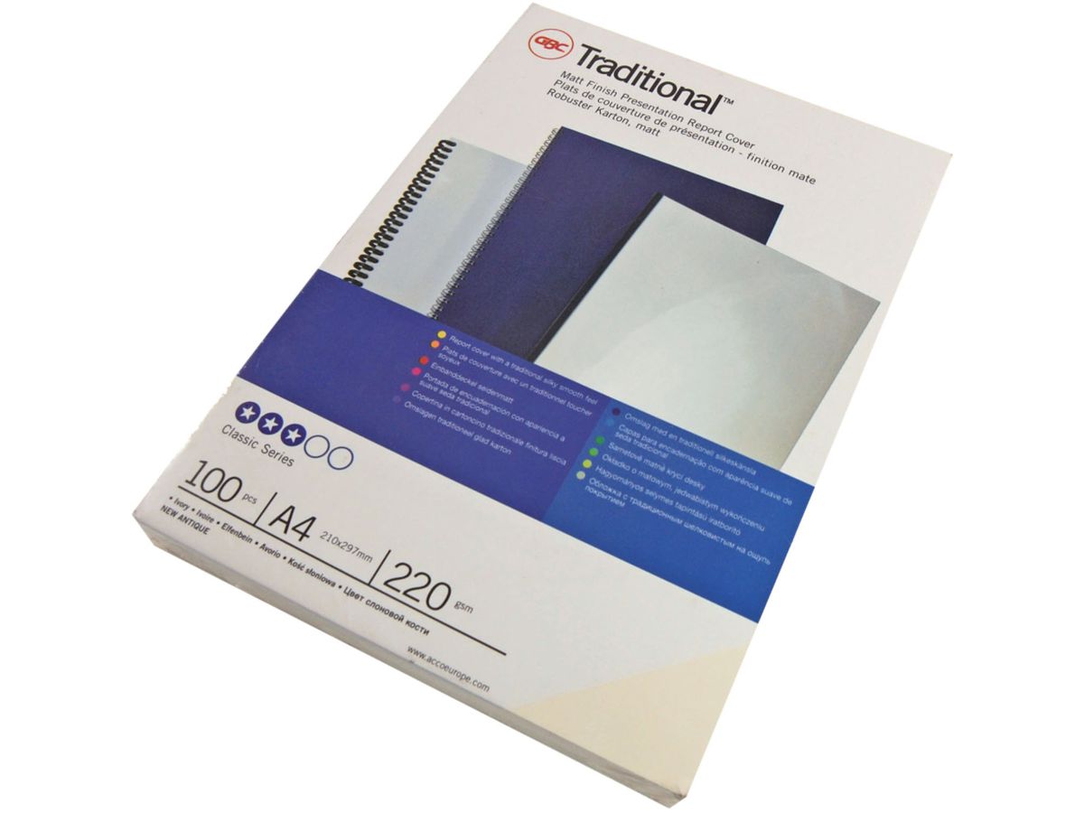 GBC Einbanddeckel ibiStol, DIN A4, Karton, 350 g/qm, weiß (EAN: 0013465421082)