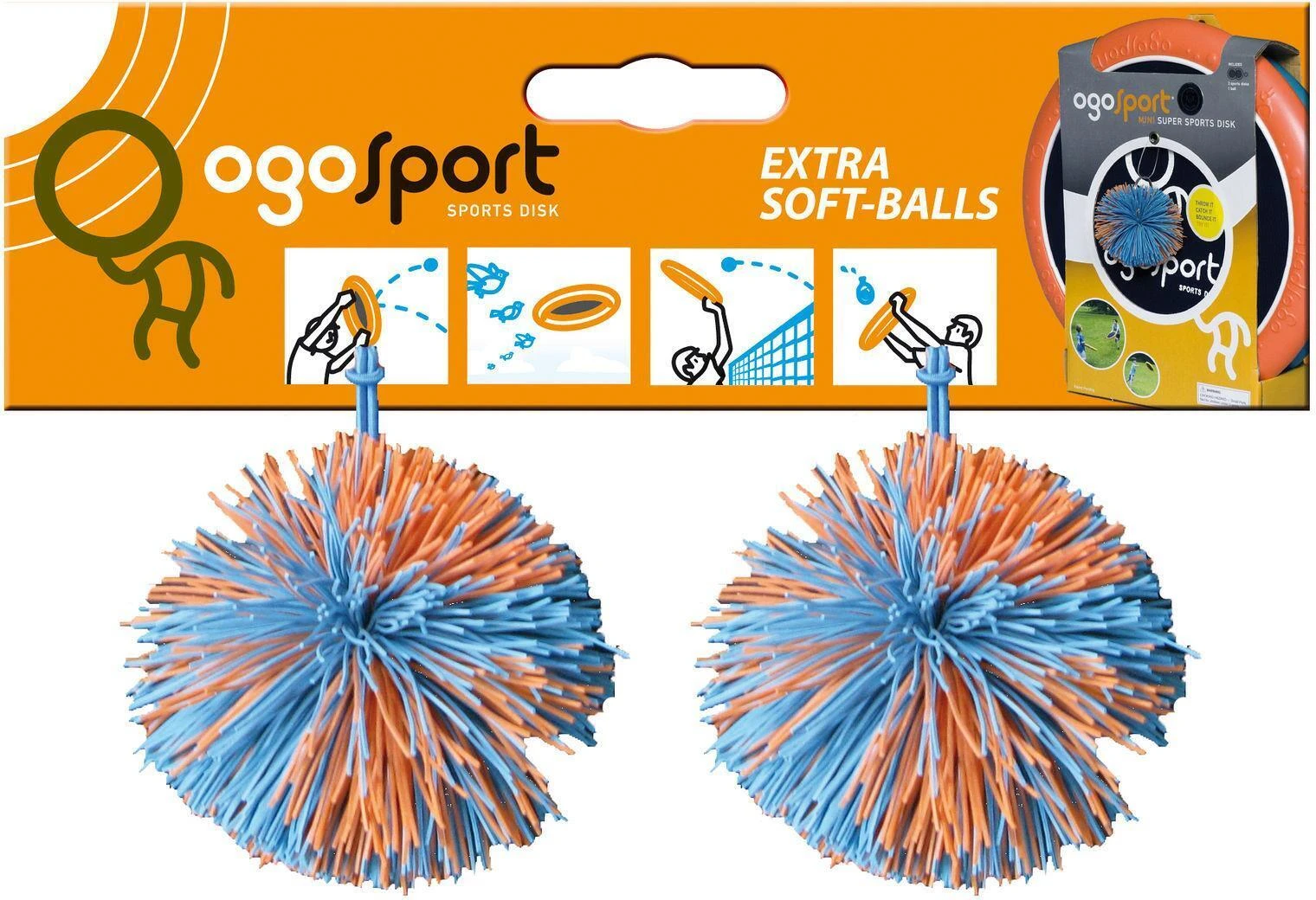 SCHILDKRÖT ogoSport Ersatzbälle / Wuschelbälle, 2er Pack, blau/orange (EAN: 4000885700916)
