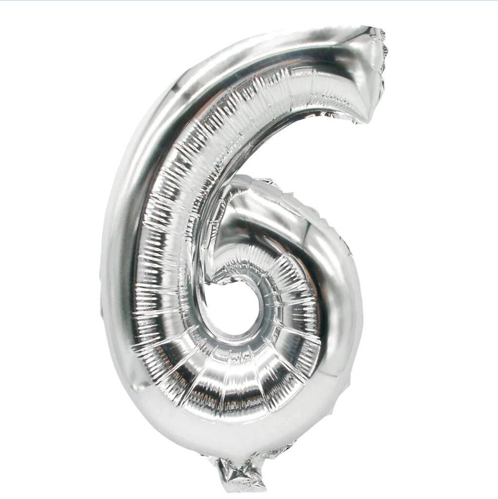 PAPSTAR Folienballon "Zahlen", Ziffer: 6, silber (EAN: 4002911868362)