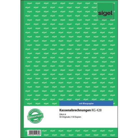 sigel Formularbuch "Kassenabrechnung", A4, 2 x 50 Blatt (EAN: 4004360910326)