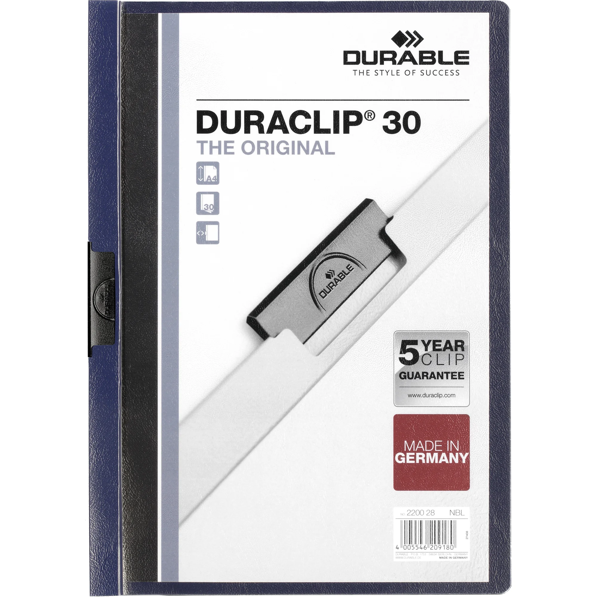 DURABLE Klemmhefter DURACLIP ORIGINAL 30, DIN A4, nachtblau (EAN: 4005546209180)