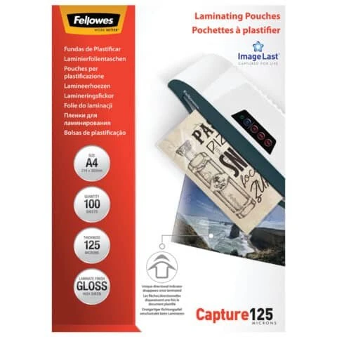Fellowes Laminierfolientasche, DIN A4, glänzend, 250 mic (EAN: 0077511530746)