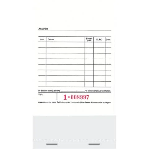 RNK Verlag Kassenblock, für Registrierkassen, 96 x 175 mm (EAN: 4002871295307)
