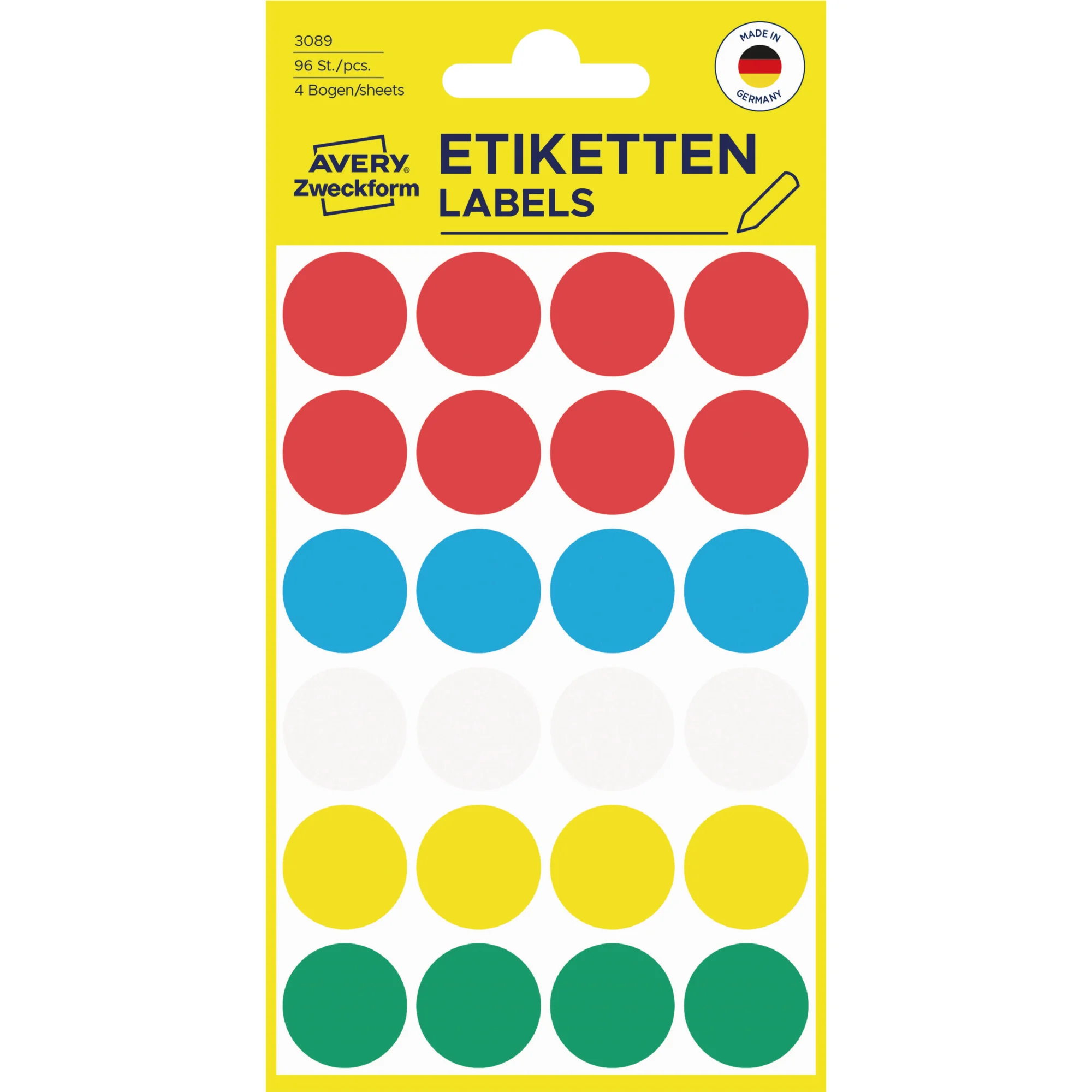 AVERY Zweckform Markierungspunkte, Durchmesser 18mm, farbig sortiert (EAN: 4004182030899)