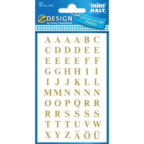 AVERY Zweckform Buchstaben-Etiketten, Buchstaben A-Z, gold (EAN: 4004182037270)