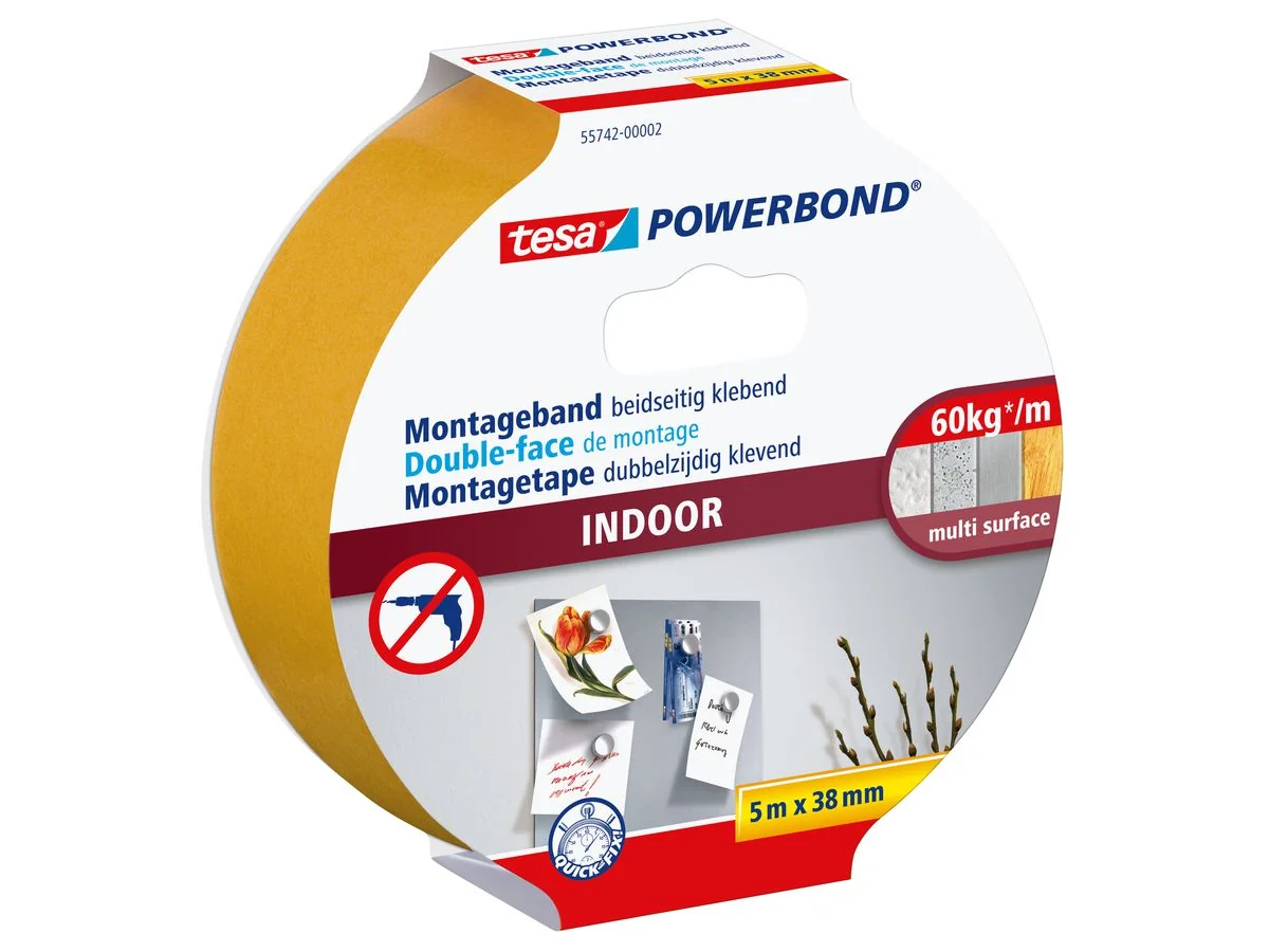 tesa Powerbond Montageband INDOOR, 38 mm x 5,0 m (EAN: 4042448843289)