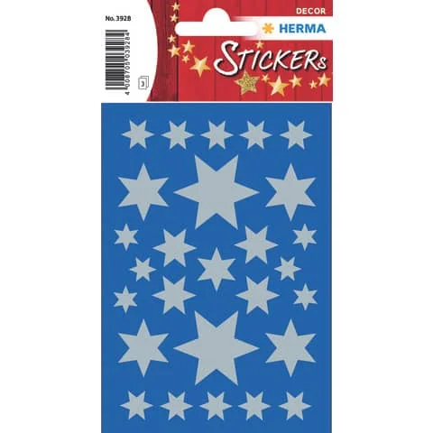 HERMA Weihnachts-Sticker DECOR "Sterne", sortiert, silber (EAN: 4008705039284)