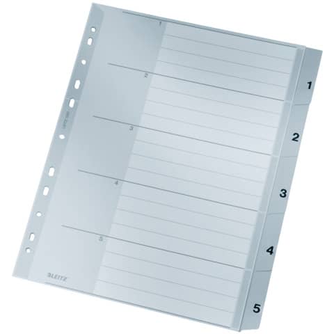 LEITZ Kunststoff-Register, Zahlen, A4 Überbreite, 1-5, grau (EAN: 4002432341498)