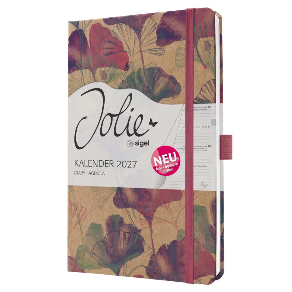sigel Buchkalender Jolie Pure 2027 "Sunlight Ginkgo", A5 (EAN: 4004360763434)