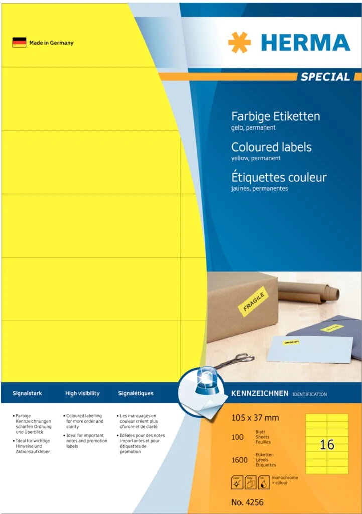 HERMA Universal-Etiketten SPECIAL, 105 x 37 mm, gelb (EAN: 4008705042567)