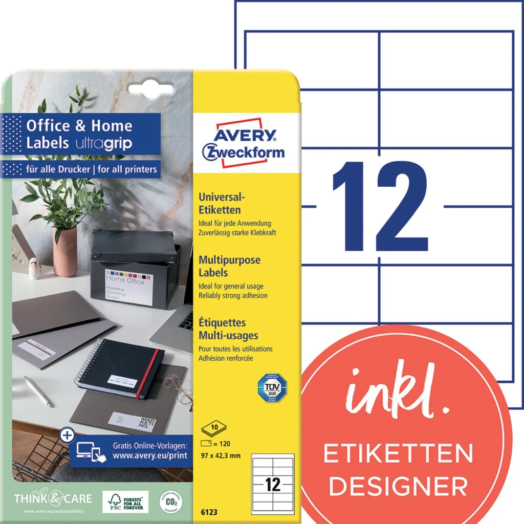 AVERY Zweckform Universal-Etiketten Office&Home, 97 x 42,3mm (EAN: 4004182061237)