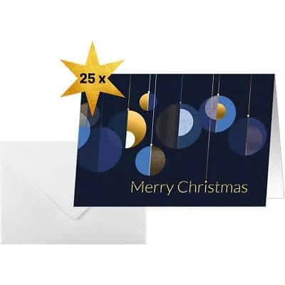sigel Weihnachtskarte "Graphic Christmas balls", DIN A6 quer, blau, gold (EAN: 4004360786402)