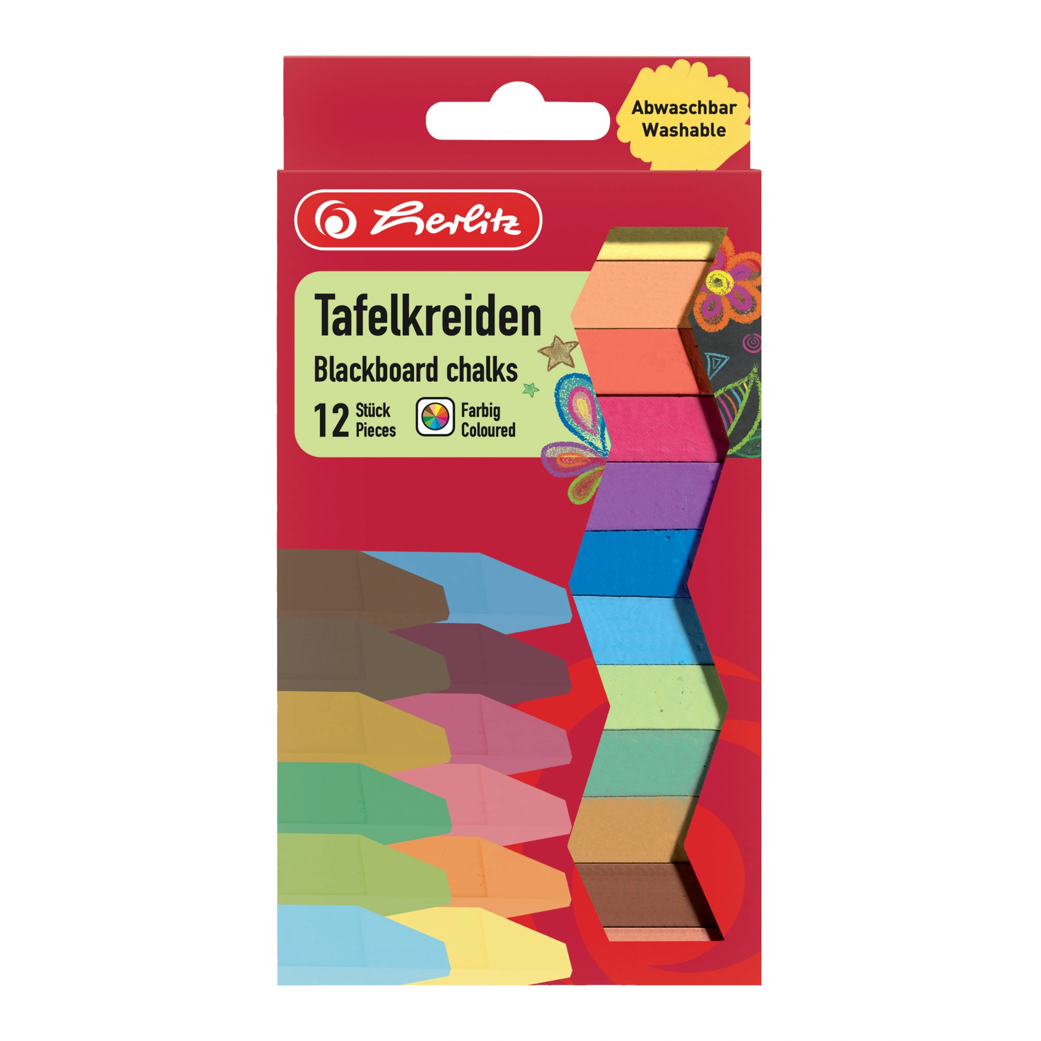 herlitz Wandtafelkreide, farbig sortiert, 12er Karton-Etui (EAN: 4008118648202)