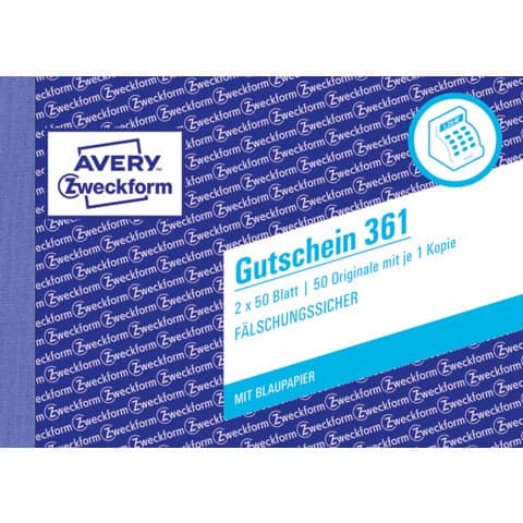 AVERY Zweckform Formularbuch "Gutschein", A6 quer (EAN: 4004182003619)