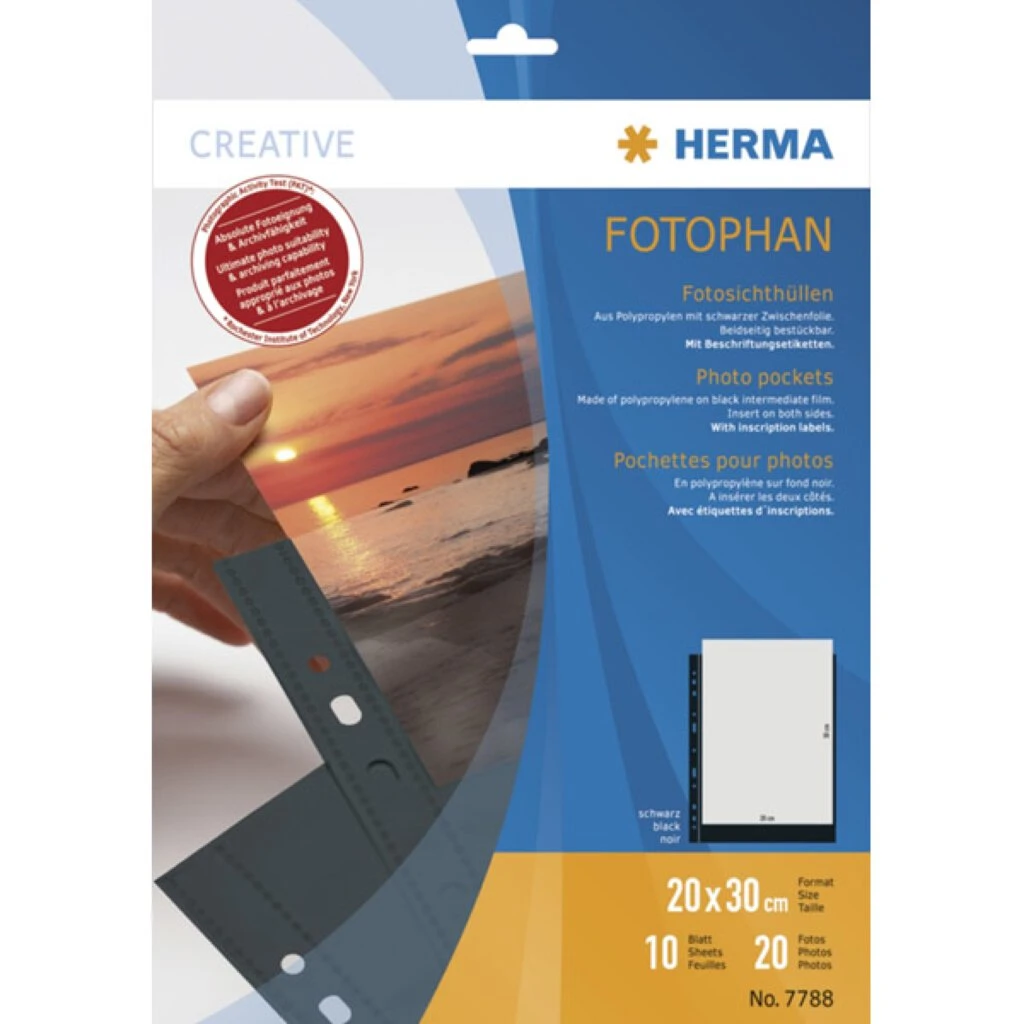 HERMA Fotophan Sichthüllen DIN A4, für Fotos 20 x 30 cm (EAN: 4008705077880)