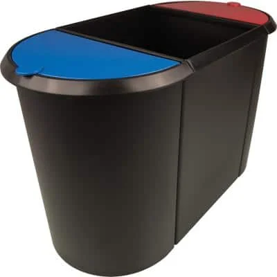 helit Papierkorb "the triple", oval, PE, schwarz/rot/blau (EAN: 4012086052275)