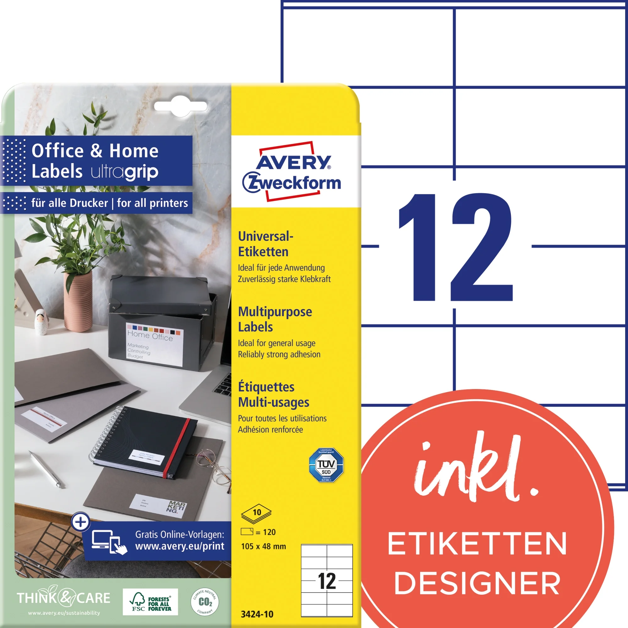AVERY Zweckform Universal-Etiketten Office&Home, 105 x 48 mm (EAN: 4004182334737)