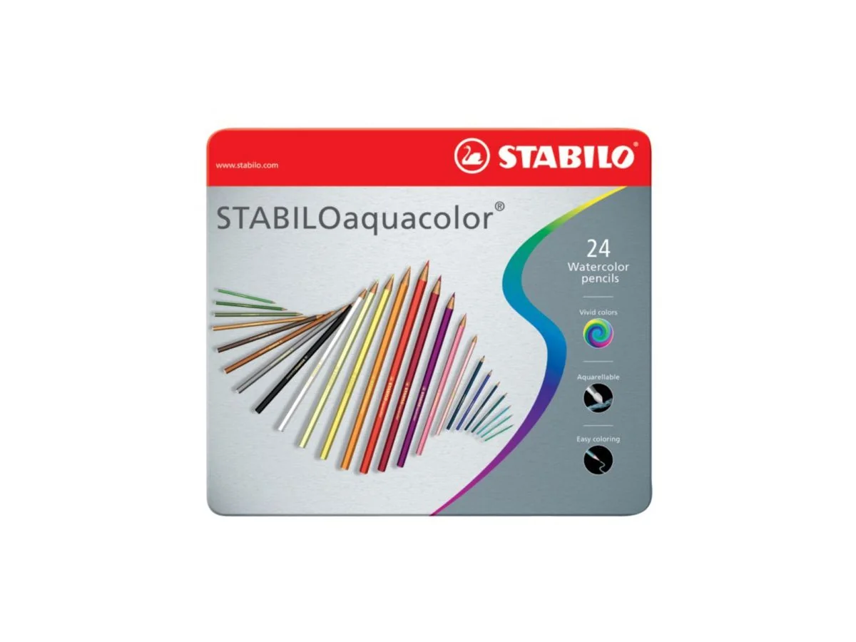 STABILO Aquarell-Buntstift aquacolor ARTY, 24er Metalletui, farbig sortiert (EAN: 4006381146494)