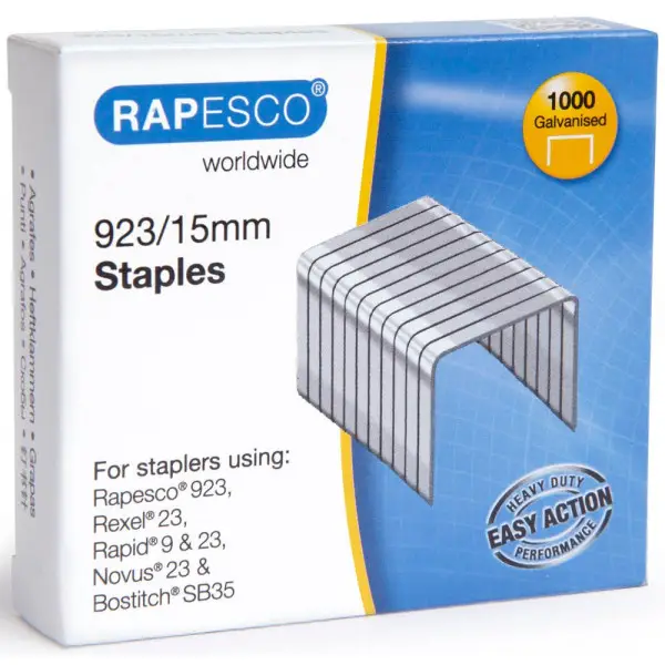 RAPESCO Heftklammern 923/15, verzinkt, 1.000 Stück (EAN: 5018505005463)
