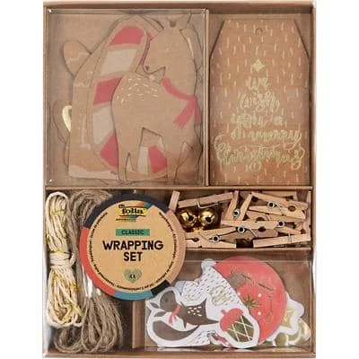 folia Weihnachts-Verpackungs-Set CLASSIC, 44-teilig, natur (EAN: 4001868124675)