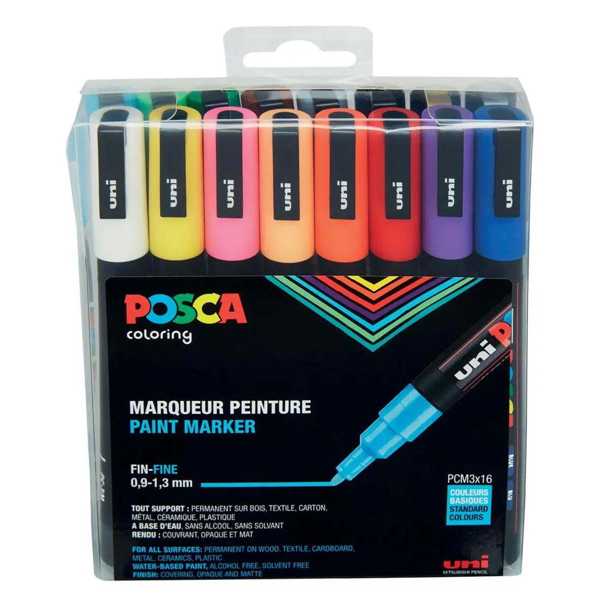 POSCA Pigmentmarker PC-3M, 16er Etui, sortiert (EAN: 3296280033365)