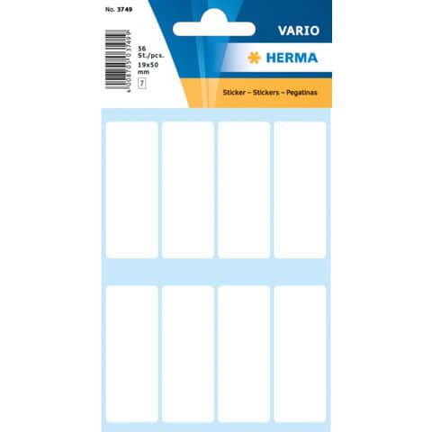 HERMA Vielzweck-Etiketten, 19 x 50 mm, weiß, Kleinpackung (EAN: 4008705037495)