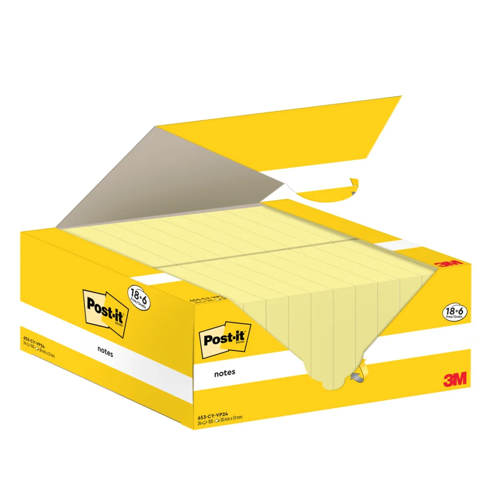 Post-it Haftnotizen notes, 51 x 38 mm, gelb, Promotion 18+6 (EAN: 4064035128067)