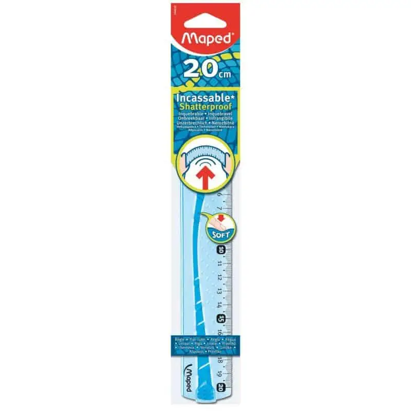 Maped Flachlineal Flex, 200 mm, aus Kunststoff, flexibel, blau- und grün-transparent (EAN: 3154142440204)