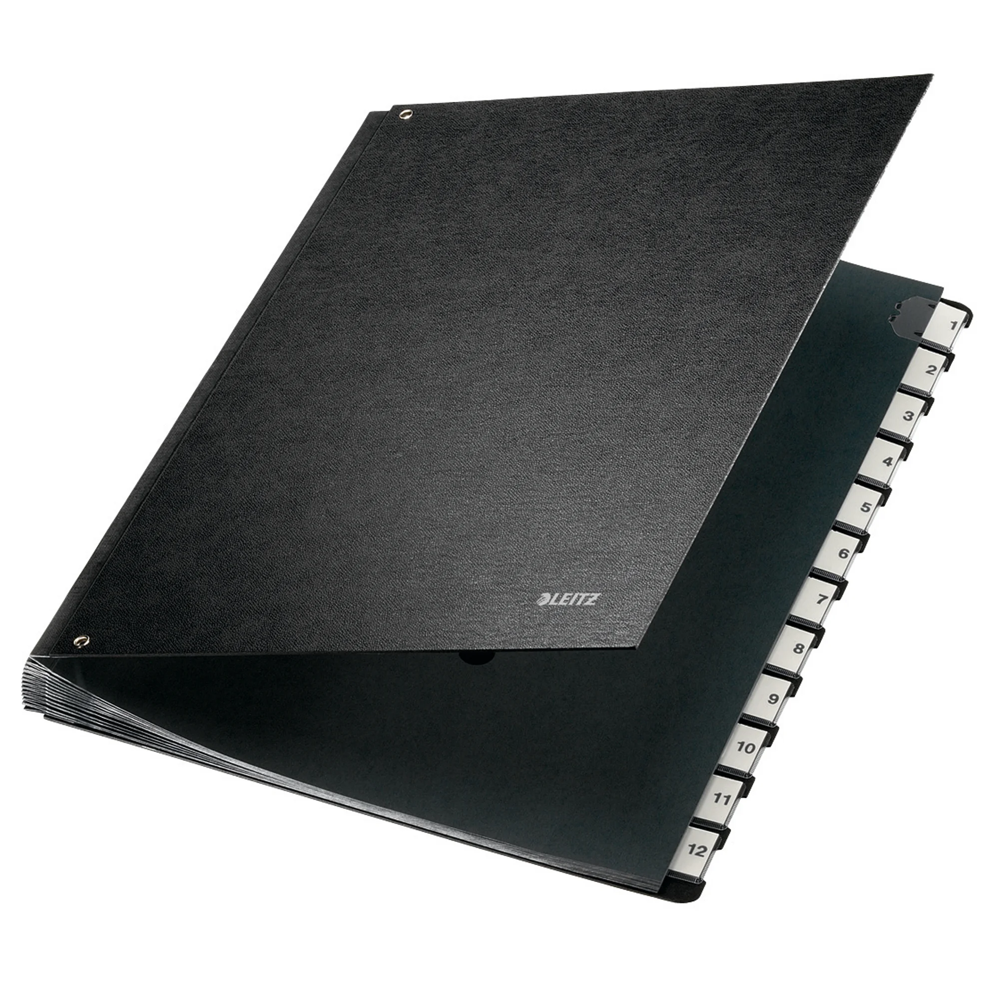 LEITZ Pultordner, A4, 1-12, 12 Fächer, Hartpappe, schwarz (EAN: 4002432311675)