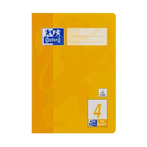 Oxford Schulheft, DIN A5, Lineatur 4/4. Schuljahr, 32 Blatt, gelb (EAN: 4006144934917)