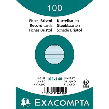EXACOMPTA Karteikarten, DIN A6, liniert, azurblau (EAN: 3130639108192)