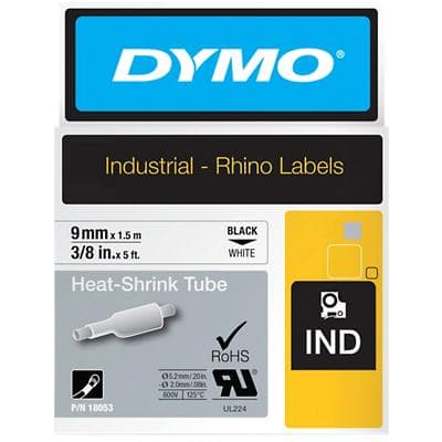 DYMO RHINO Heißschrumpfschlauch schwarz/weiß, 9 mm x 1,5 m (EAN: 0071701180537)