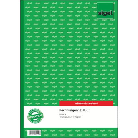 sigel Formularbuch "Rechnung", A4, 2 x 40 Blatt, SD (EAN: 4004360911095)