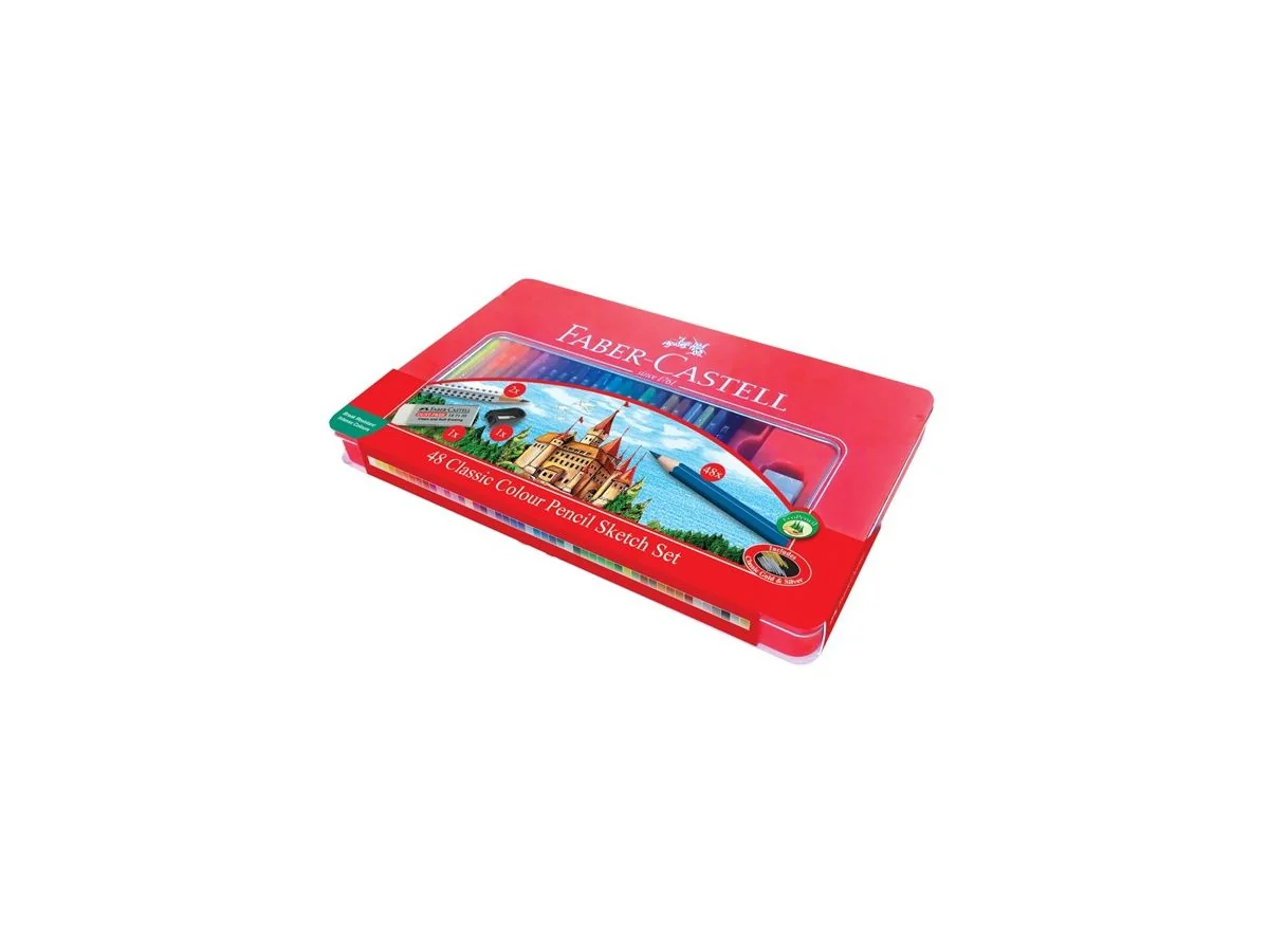 FABER-CASTELL Hexagonal-Buntstifte CASTLE, 48er Metalletui (EAN: 8991761324042)
