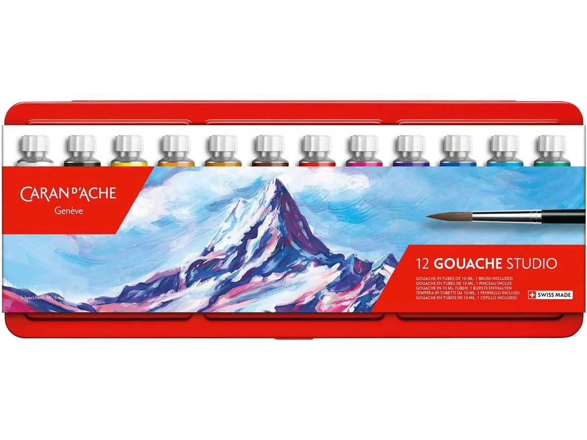 CARAN D'ACHE Gouache GOUACHE STUDIO, in Farbtuben, 12er Etui, farbig sortiert (EAN: 7630002306157)