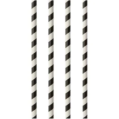 PAPSTAR Papier-Trinkhalm "Stripes", 200 mm, schwarz/weiß (EAN: 4002911870105)