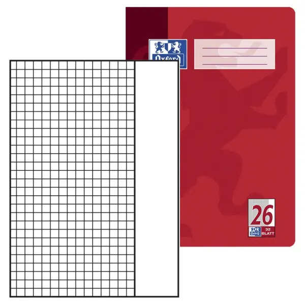 Oxford Schulheft, DIN A4, Lineatur 26 / kariert, 32 Blatt, weiß (EAN: 4006144935099)