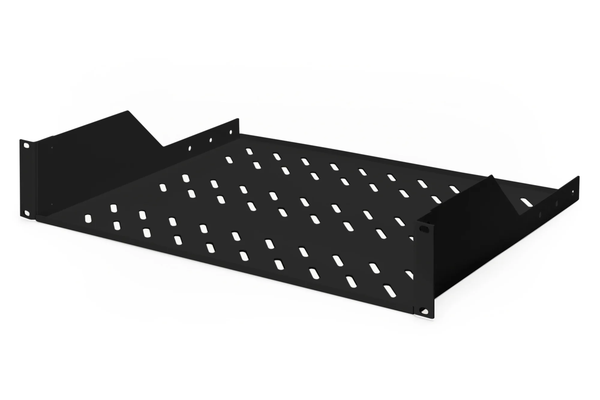 DIGITUS 19" Fachboden, 2 HE, Festeinbau, Tiefe: 370 mm, schwarz (RAL9005) (EAN: 4016032222613)
